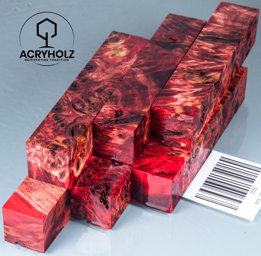 [1550] Pappel Stiftrohling rot stabilisiert | 100x20x20 | acryholz | 1550
