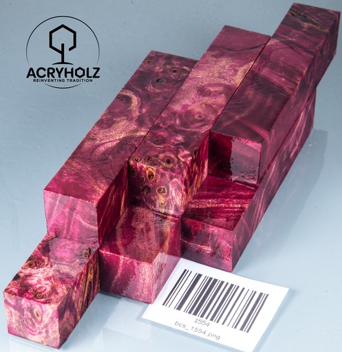 [1554] Pappel Stiftrohling pink stabilisiert | 100x20x20 | acryholz | 1554