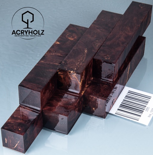 [1555] Pappel Stiftrohling braun stabilisiert | 100x20x20 | acryholz | 1555