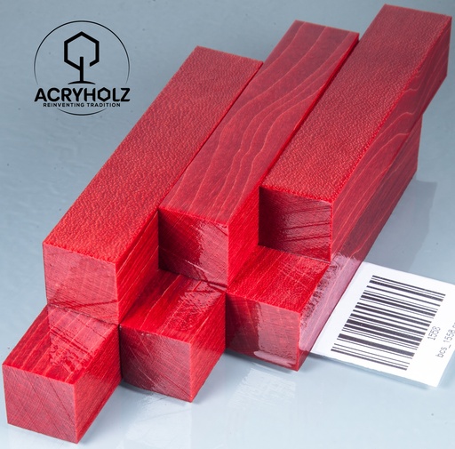 [1558] Ahorn Stiftrohling rot stabilisiert | 100x20x20 | acryholz | 1558