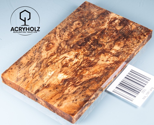 [1581] Linde Maserholz | 135x40x10 | ACRYHOLZ | stabilisiertes Griffmaterial 1581