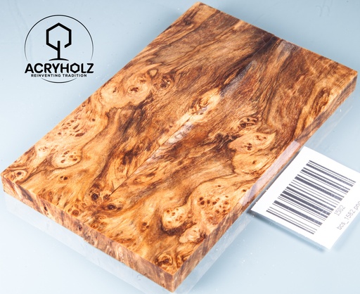 [1582] Linde Maserholz | 135x40x10 | ACRYHOLZ | stabilisiertes Griffmaterial 1582