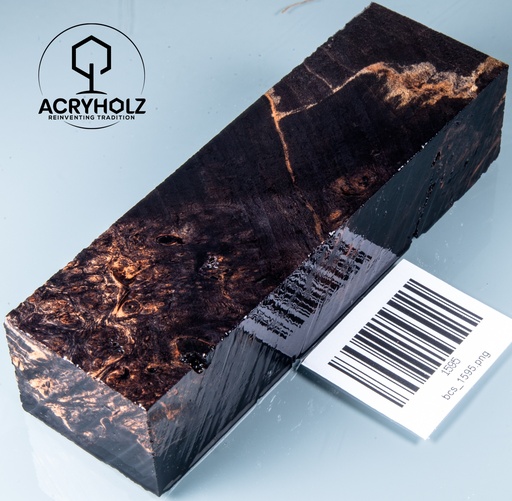[1595] Ahorn Maser Griffblock stabilisiert | 135x40x30| acryholz | 1595