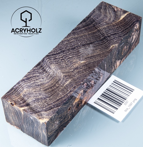 [1597] Esche Maser Griffblock stabilisiert | 150x45x30 | acryholz | 1597