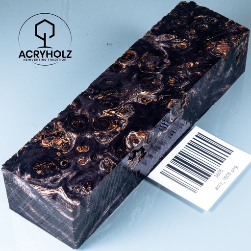 [1605] Pappel Maser stabilisiert Griffblock | 150x40x30 | ACRYHOLZ| Messergriff 1605