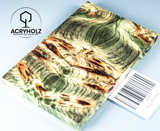 [1633] Pappel Griffschalen stabilisiert | 125x40x10| ACRYHOLZ | Messer | Griffholz 1633