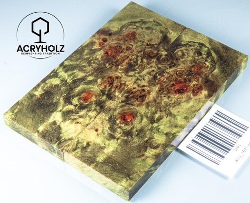 [1641] Pappel Griffschalen stabilisiert | 125x45x10| ACRYHOLZ | Messer | Griffholz 1641