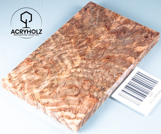 [1650] Karelische Maserbirke stabilisiert | 135x40x10 | ACRYHOLZ | Griffmaterial 1650