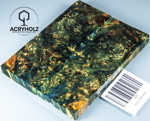 [1683] Box Elder Maser stabilisiert | acryholz | 125x45x10 | Griffschalenpaar 1683