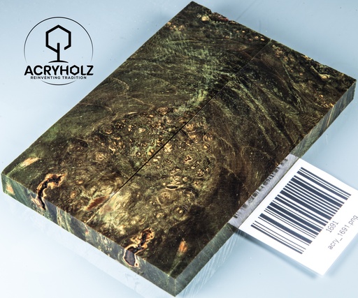 [1691] Box Elder Maser stabilisiert | acryholz | 120x40x10 | Griffschalenpaar 1691