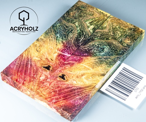 [1702] Esche Maser Griffschalen stabilisiert | 130x40x10| acryholz | Messerbau 1702