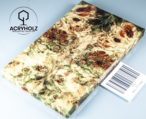 [1711] Pappel Griffschalen stabilisiert | 145x45x10| acryholz| Messer | Griffholz 1711