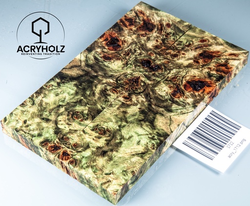 [1712] Pappel Griffschalen stabilisiert | 145x45x10| acryholz| Messer | Griffholz 1712