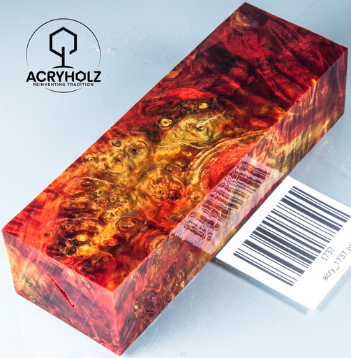 [1737] Kastanie Maser Griffblock stabilisiert | 120x40x30 | ACRYHOLZ | Messergriff | 1737