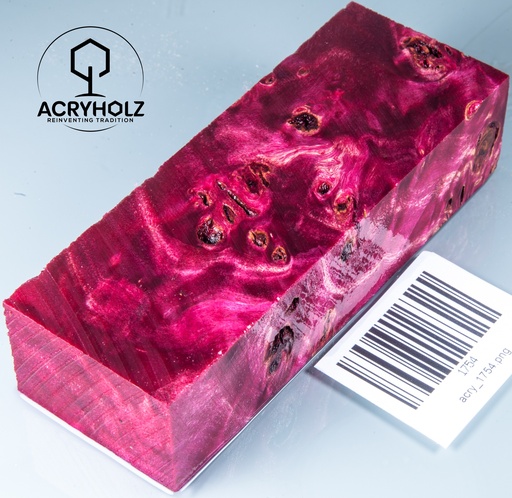 [1754] Pappel Maser stabilisiert Griffblock | 124x45x29 | ACRYHOLZ| Messergriff 1754
