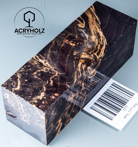[1777] Eschenahorn Maser Griffblock stabilisiert | 120x40x40 | acryholz | 1777
