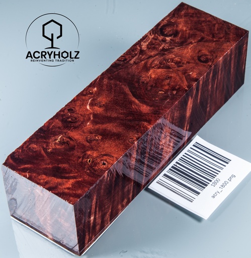 [1800] Kastanie Maser Griffblock stabilisiert | 140x40x35 | ACRYHOLZ | Messergriff | 1800