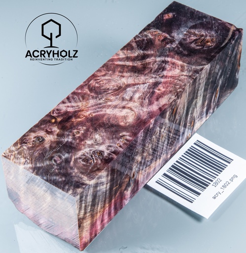 [1802] Kastanie Maser Griffblock stabilisiert | 130x40x35 | ACRYHOLZ | Messergriff | 1802