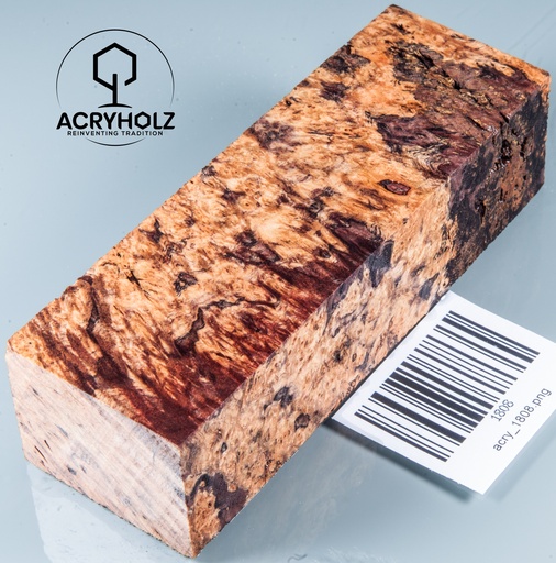 [1808] Ahorn Maser Griffblock stabilisiert | 120x40x30 | acryholz | 1808