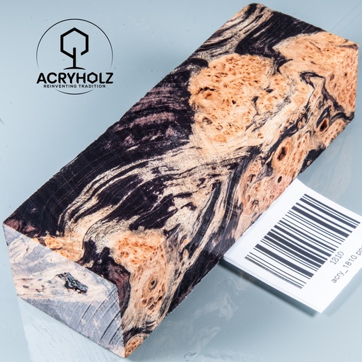 [1810] Ahorn Maser Griffblock stabilisiert | 125x40x30 | acryholz | 1810