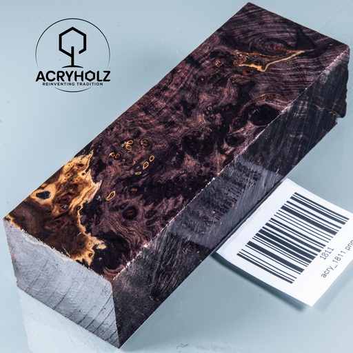 [1811] Ahorn Maser Griffblock stabilisiert | 125x40x30 | acryholz | 1811