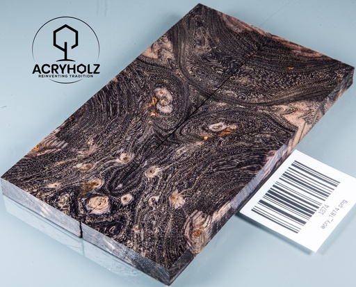 [1874] Esche Maser Griffschalen stabilisiert | 140x40x10| ACRYHOLZ| Messerbau 1874