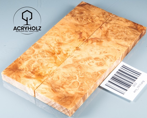 [1913] Eschenahorn Maser Griffschalen stabilisiert | 140x40x10| ACRYHOLZ| Messerbau 1913
