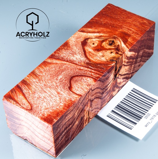 [1918] Pappel Maser stabilisiert Griffblock | 120x40x30| ACRYHOLZ | Messergriff 1918