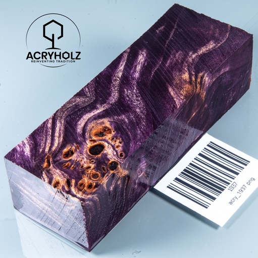 [1937] Pappel Maser stabilisiert Griffblock | 120x40x30| ACRYHOLZ | Messergriff 1937