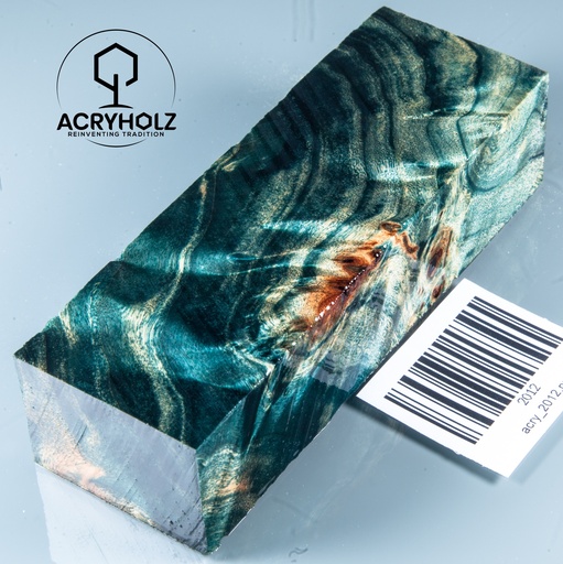 [2012] Pappel Maser stabilisiert Griffblock | 120x40x30| ACRYHOLZ | Messergriff 2012