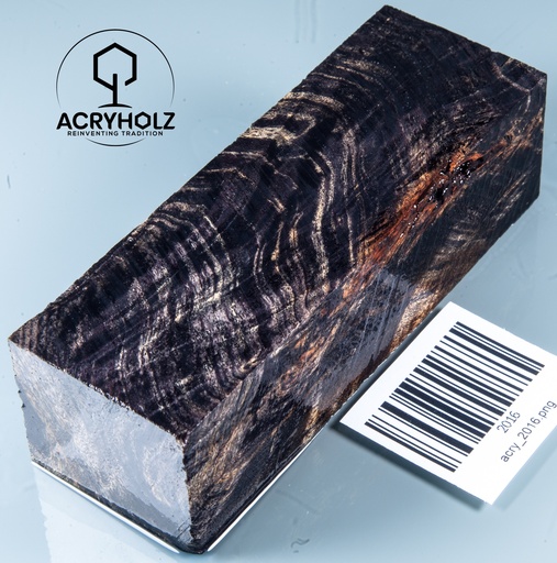 [2016] Pappel Maser stabilisiert Griffblock | 120x40x30| ACRYHOLZ | Messergriff 2016