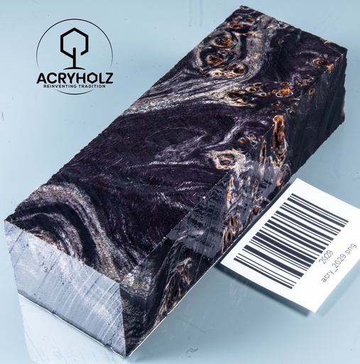 [2029] Pappel Maser stabilisiert Griffblock | 120x40x30| ACRYHOLZ | Messergriff 2029