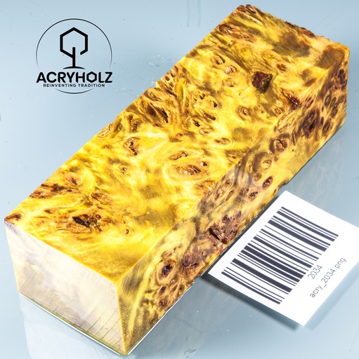 [2034] Pappel Maser stabilisiert Griffblock | 120x40x30| ACRYHOLZ | Messergriff 2034