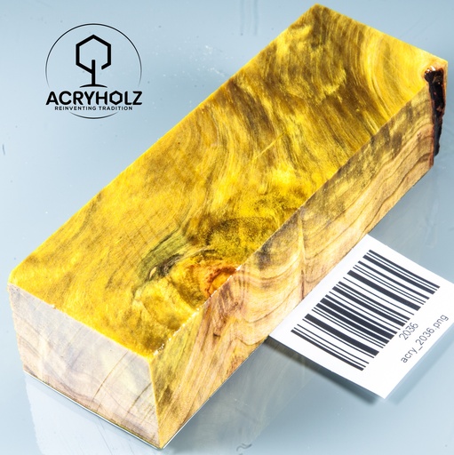 [2036] Pappel Maser stabilisiert Griffblock | 120x40x30| ACRYHOLZ | Messergriff 2036