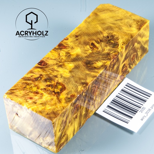 [2038] Pappel Maser stabilisiert Griffblock | 120x40x30| ACRYHOLZ | Messergriff 2038