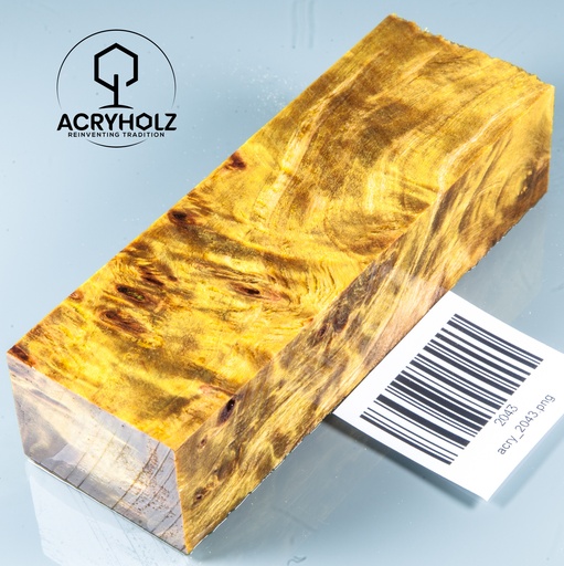 [2043] Pappel Maser stabilisiert Griffblock | 120x40x30| ACRYHOLZ | Messergriff 2043