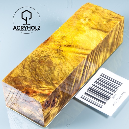 [2044] Pappel Maser stabilisiert Griffblock | 120x40x30| ACRYHOLZ | Messergriff 2044