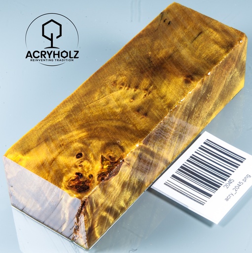 [2045] Pappel Maser stabilisiert Griffblock | 120x40x30| ACRYHOLZ | Messergriff 2045