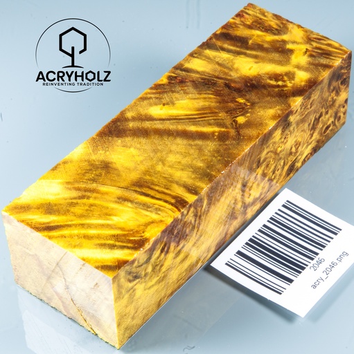 [2046] Pappel Maser stabilisiert Griffblock | 120x40x30| ACRYHOLZ | Messergriff 2046