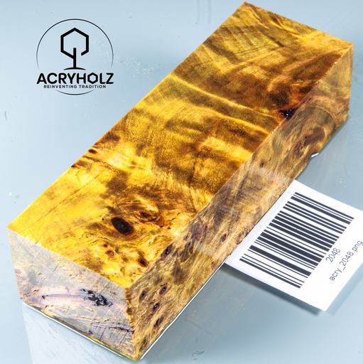 [2048] Pappel Maser stabilisiert Griffblock | 120x40x30| ACRYHOLZ | Messergriff 2048