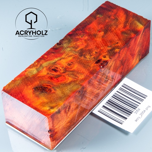 [2054] Pappel Maser stabilisiert Griffblock | 120x40x30| ACRYHOLZ | Messergriff 2054