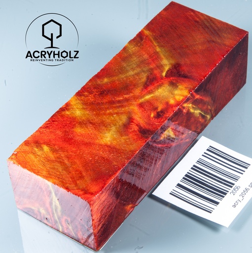 [2056] Pappel Maser stabilisiert Griffblock | 120x40x30| ACRYHOLZ | Messergriff 2056