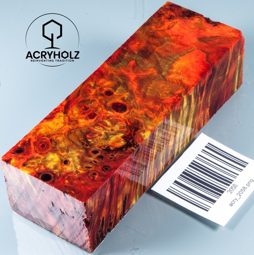 [2058] Pappel Maser stabilisiert Griffblock | 120x40x30| ACRYHOLZ | Messergriff 2058