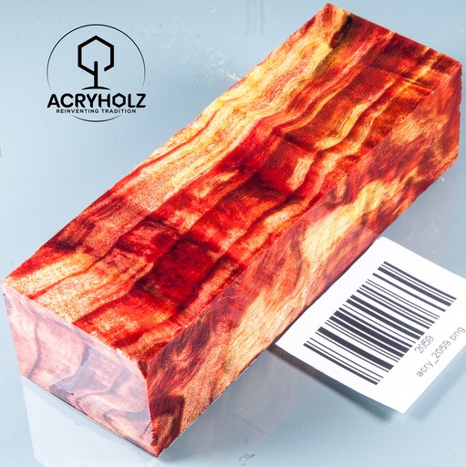 [2059] Pappel Maser stabilisiert Griffblock | 120x40x30| ACRYHOLZ | Messergriff 2059