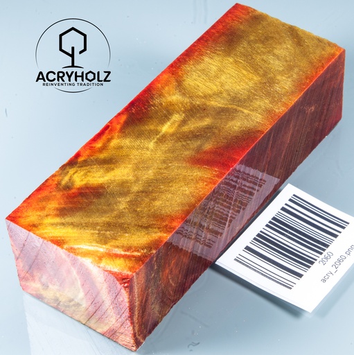 [2060] Pappel Maser stabilisiert Griffblock | 120x40x30| ACRYHOLZ | Messergriff 2060