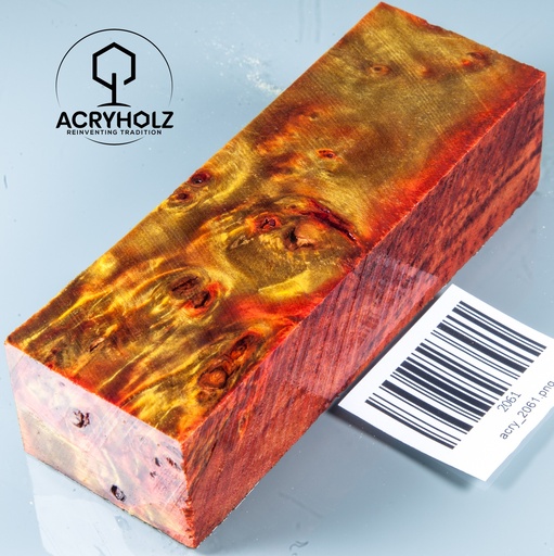 [2061] Pappel Maser stabilisiert Griffblock | 120x40x30| ACRYHOLZ | Messergriff 2061