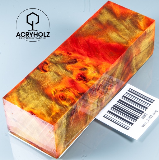 [2062] Pappel Maser stabilisiert Griffblock | 120x40x30| ACRYHOLZ | Messergriff 2062