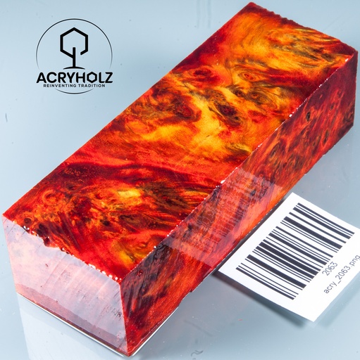 [2063] Pappel Maser stabilisiert Griffblock | 120x40x30| ACRYHOLZ | Messergriff 2063