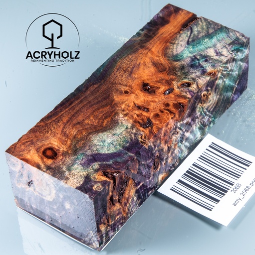 [2068] Pappel Maser stabilisiert Griffblock | 120x40x30| ACRYHOLZ | Messergriff 2068