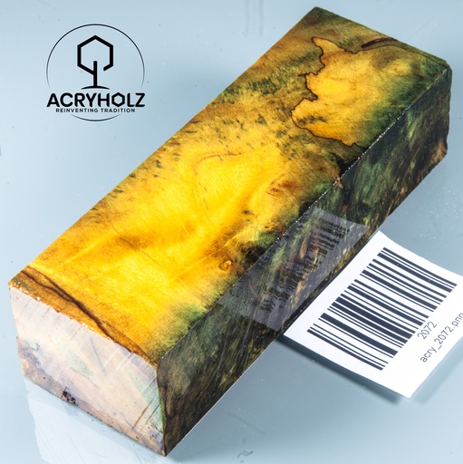 [2072] Pappel Maser stabilisiert Griffblock | 120x40x30| ACRYHOLZ | Messergriff 2072